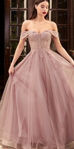 COPY - Lace off shoulder a line formal evening gown